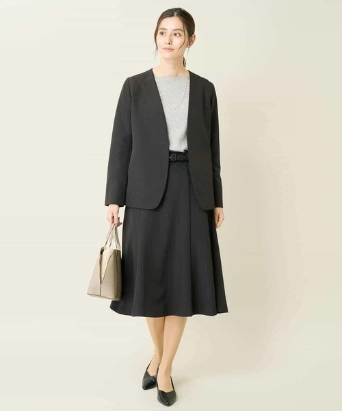 a.v.v（アーヴェヴェ）の「【洗える/イージーケア】ダブルクロスフレアスカート（スーツスカート・レディース・ネイビー/グレー系その他/ブラック・36/38/42/40/34）」の18枚目の写真