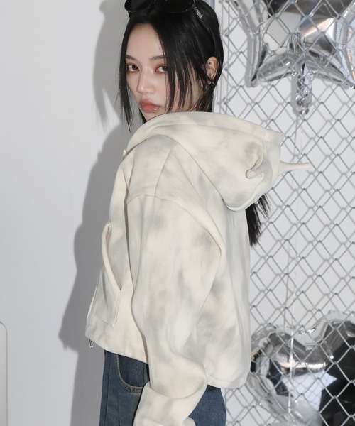 MSGirl(エムエスジーガール)の「ヴィンテージライクダブルジップデビルパーカー(パーカー・レディース・ブラック/ホワイト/チャコール・F)」の22枚目の写真