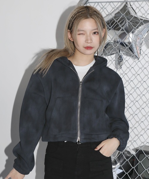 MSGirl(エムエスジーガール)の「ヴィンテージライクダブルジップデビルパーカー(パーカー・レディース・ブラック/ホワイト/チャコール・F)」の5枚目の写真