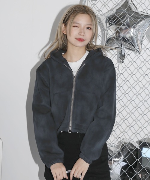 MSGirl(エムエスジーガール)の「ヴィンテージライクダブルジップデビルパーカー(パーカー・レディース・ブラック/ホワイト/チャコール・F)」の11枚目の写真