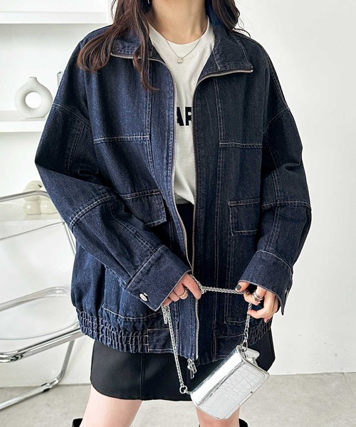 GeeRA（ジーラ）の「オーバーサイズダブルジップデニムブルゾン（ブルゾン・レディース・ブルー/ネイビー・LARGE/MEDIUM）」の3枚目の写真