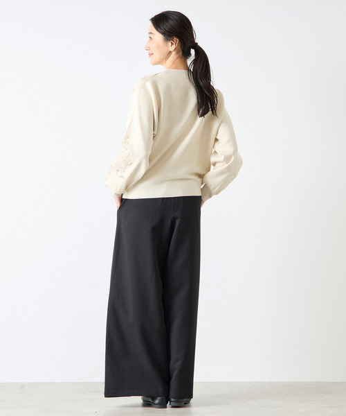 ニット セーター 「LOURMARIN」オーガンジー刺繍ニットプルオーバー レディース セール】【LOURMARIN】オーガンジー刺繍ニットプルオーバー