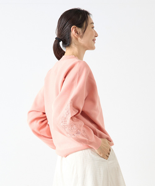 ニット セーター 「LOURMARIN」オーガンジー刺繍ニットプルオーバー レディース セール】【LOURMARIN】オーガンジー刺繍ニットプルオーバー