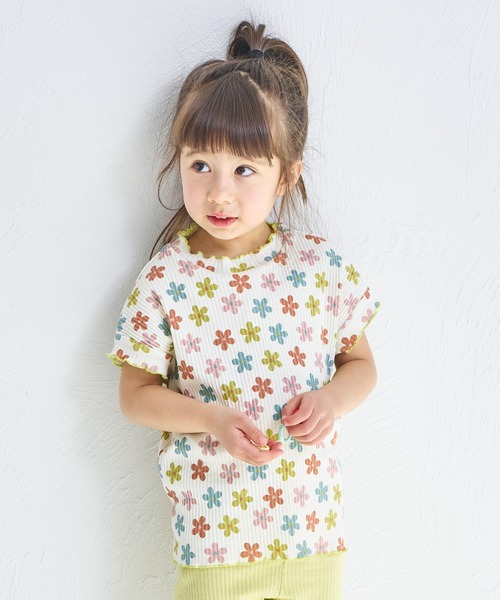 pairmanon(ペアマノン)の「【リンクコーデ】【リブコットン100】配色メローTシャツ(Tシャツ/カットソー・キッズ・ベージュ/ホワイト系その他/ブラウン/オレンジ系その他/ホワイト系その他2/ブラック系その他/アイボリー/ライトピンク/ブラック系その他2/ブラック・120/100/130/110/150/140/90)」の3枚目の写真