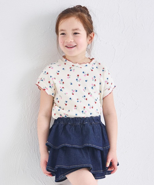 pairmanon(ペアマノン)の「【リンクコーデ】【リブコットン100】配色メローTシャツ(Tシャツ/カットソー・キッズ・ベージュ/ホワイト系その他/ブラウン/オレンジ系その他/ホワイト系その他2/ブラック系その他/アイボリー/ライトピンク/ブラック系その他2/ブラック・120/100/130/110/150/140/90)」の4枚目の写真