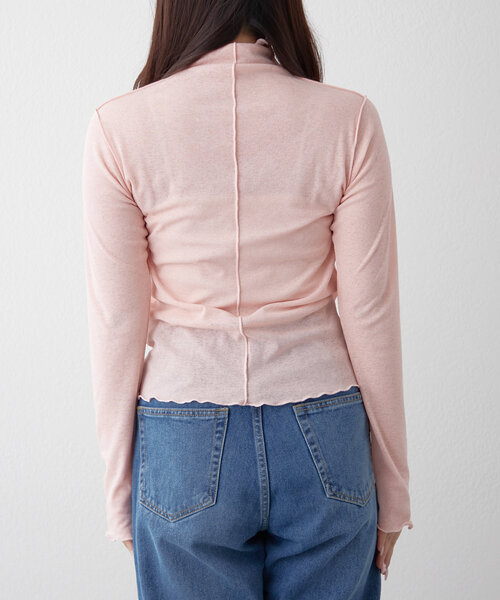 Remind me and forever（リマインドミーアンドフォーエバー）の「【2025SS】シアーハイネックプルオーバー（Tシャツ/カットソー・レディース・ピンク/イエロー/ブラック/オフホワイト・FREE）」の5枚目の写真