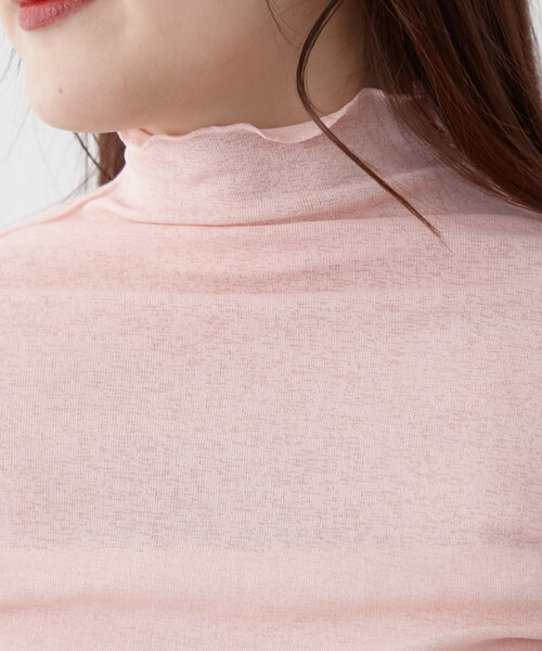 Remind me and forever（リマインドミーアンドフォーエバー）の「【2025SS】シアーハイネックプルオーバー（Tシャツ/カットソー・レディース・ピンク/イエロー/ブラック/オフホワイト・FREE）」の6枚目の写真