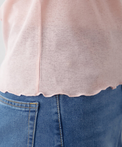 Remind me and forever（リマインドミーアンドフォーエバー）の「【2025SS】シアーハイネックプルオーバー（Tシャツ/カットソー・レディース・ピンク/イエロー/ブラック/オフホワイト・FREE）」の8枚目の写真