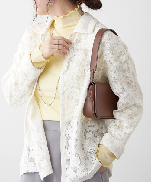 Remind me and forever（リマインドミーアンドフォーエバー）の「【2025SS】シアーハイネックプルオーバー（Tシャツ/カットソー・レディース・ピンク/イエロー/ブラック/オフホワイト・FREE）」の19枚目の写真