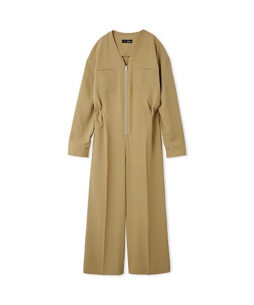 styling/(スタイリング)の「ウエストギャザーオールインワン(ワンピース・レディース・ベージュ/ブラック・1/0)」の1枚目の写真