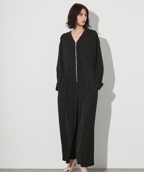 styling/(スタイリング)の「ウエストギャザーオールインワン(ワンピース・レディース・ベージュ/ブラック・1/0)」の4枚目の写真