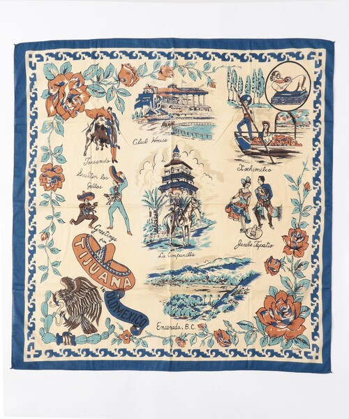 FREAK'S STORE(フリークスストア)の「Bindu/ビンドゥー Tijuana2 Map Scarf/ティファナ2 マッププリント スカーフ(バンダナ/スカーフ・レディース・ブルー・ONE SIZE)」の1枚目の写真