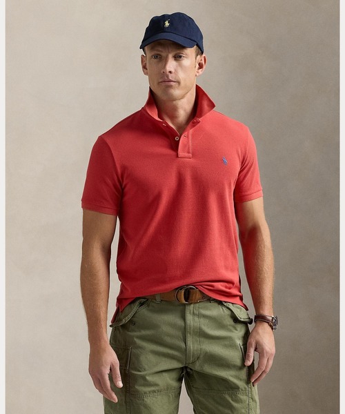 POLO RALPH LAUREN(ポロ ラルフ ローレン)の「カスタム スリム フィット メッシュ ポロシャツ(ポロシャツ・メンズ・レッド・L/M/S/XL/XS/XXL)」の1枚目の写真