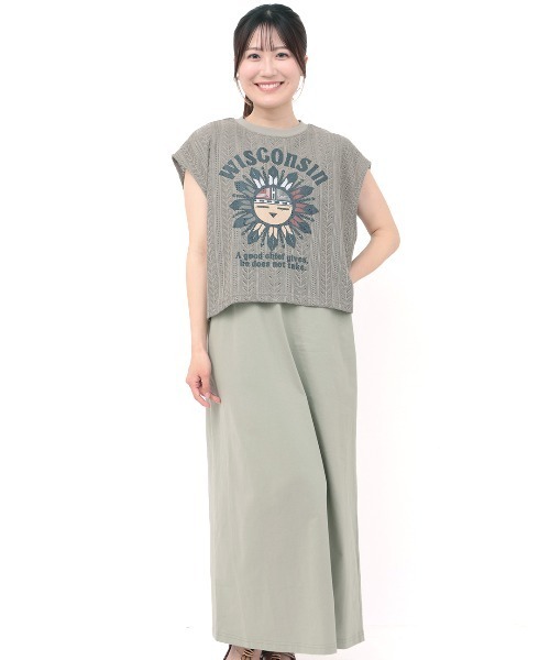 チチカカ（チチカカ）の「レースレイヤーＴワンピース（ワンピース・レディース・チャコールグレー/ベージュ/カーキ・FREE）」の9枚目の写真