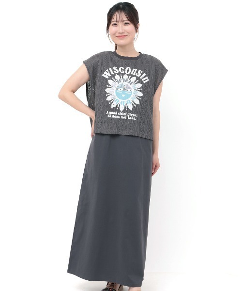 チチカカ（チチカカ）の「レースレイヤーＴワンピース（ワンピース・レディース・チャコールグレー/ベージュ/カーキ・FREE）」の7枚目の写真