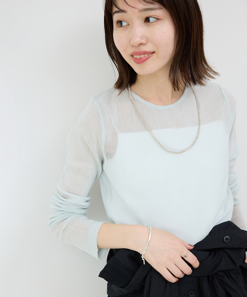 SLOBE IENA（スローブイエナ）の「コットンチュールプルオーバー（Tシャツ/カットソー・レディース・アイボリー/ネイビー/サックスブルー/ピンク・FREE）」の3枚目の写真