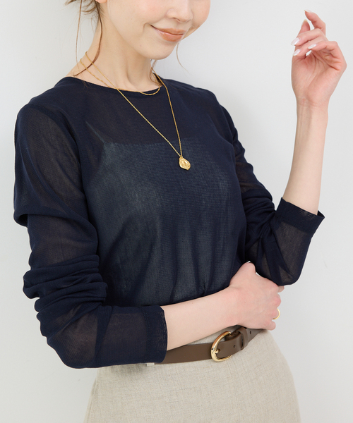 SLOBE IENA（スローブイエナ）の「コットンチュールプルオーバー（Tシャツ/カットソー・レディース・アイボリー/ネイビー/サックスブルー/ピンク・FREE）」の15枚目の写真