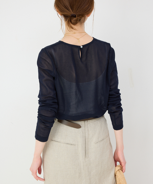 SLOBE IENA（スローブイエナ）の「コットンチュールプルオーバー（Tシャツ/カットソー・レディース・アイボリー/ネイビー/サックスブルー/ピンク・FREE）」の16枚目の写真