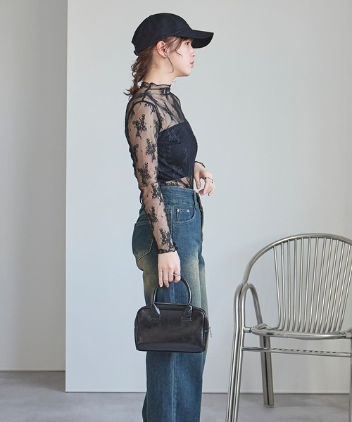 LinoU.(リノユー)の「花柄シアートップス(Tシャツ/カットソー・レディース・ブラック/アイボリー/ホワイト/ベージュ・S/M/L)」の15枚目の写真