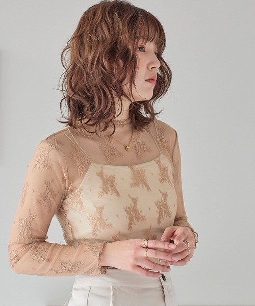 LinoU.(リノユー)の「花柄シアートップス(Tシャツ/カットソー・レディース・ブラック/アイボリー/ホワイト/ベージュ・S/M/L)」の19枚目の写真