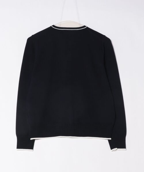 m.f.editorial(エムエフエディトリアル)の「【UVカット 静電気防止 アンチピリング ウォッシャブル】m.f.エディトリアル レディース 配色クルーネック ニットカーディガン(カーディガン/ボレロ・レディース・ネイビー/ベージュ・LARGE/MEDIUM)」の3枚目の写真