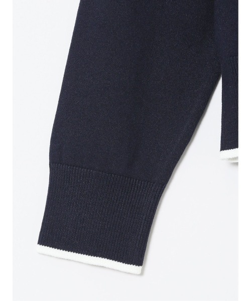 m.f.editorial(エムエフエディトリアル)の「【UVカット 静電気防止 アンチピリング ウォッシャブル】m.f.エディトリアル レディース 配色クルーネック ニットカーディガン(カーディガン/ボレロ・レディース・ネイビー/ベージュ・LARGE/MEDIUM)」の7枚目の写真