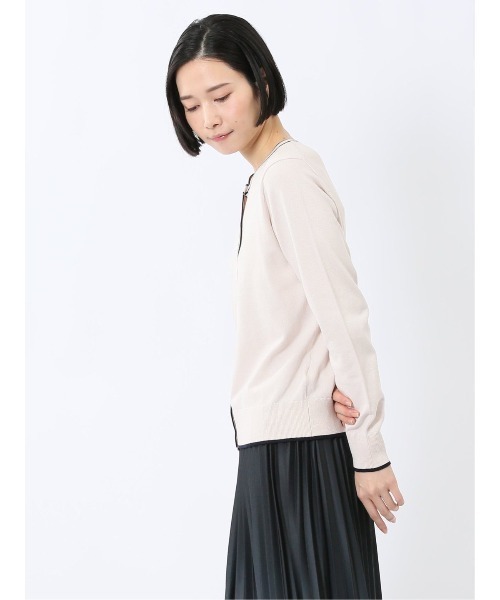 m.f.editorial(エムエフエディトリアル)の「【UVカット 静電気防止 アンチピリング ウォッシャブル】m.f.エディトリアル レディース 配色クルーネック ニットカーディガン(カーディガン/ボレロ・レディース・ネイビー/ベージュ・LARGE/MEDIUM)」の19枚目の写真