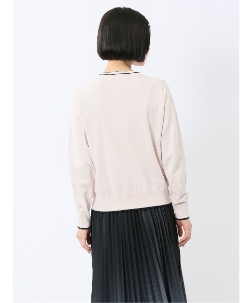 m.f.editorial(エムエフエディトリアル)の「【UVカット 静電気防止 アンチピリング ウォッシャブル】m.f.エディトリアル レディース 配色クルーネック ニットカーディガン(カーディガン/ボレロ・レディース・ネイビー/ベージュ・LARGE/MEDIUM)」の20枚目の写真