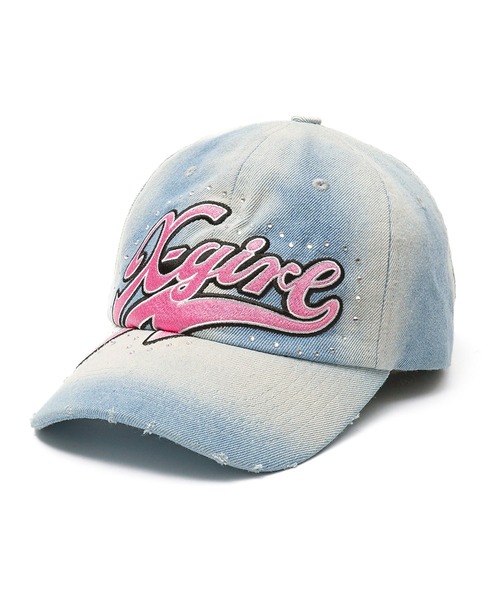 RHINESTONE AND LOGO DENIM 6PANEL CAP（キャップ）｜X-girl