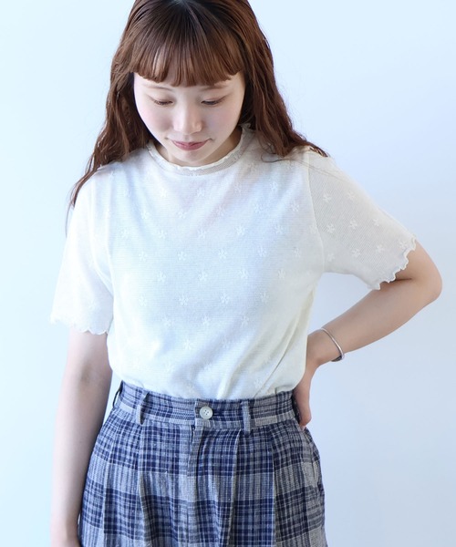 tシャツ hana×mesh ジャガード ハイネック長袖プルオーバー レディース bulle de savon tシャツ hana×mesh ジャガード ハイネック長袖
