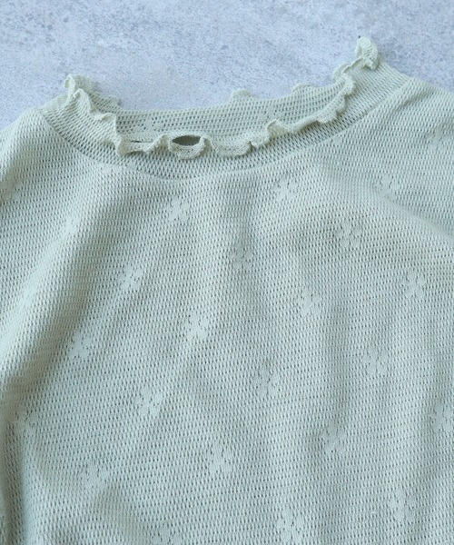 tシャツ hana×mesh ジャガード ハイネック半袖プルオーバー レディース bulle de savon tシャツ hana×mesh ジャガード ハイネック半袖