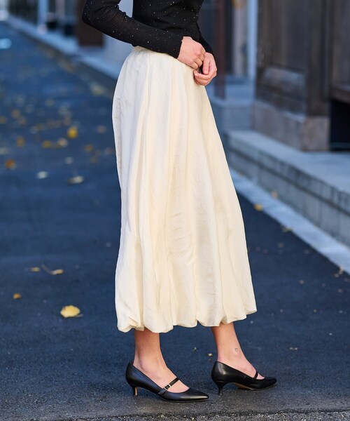 DRESSTERIOR（ドレステリア）の「【裏地あり/後ろウエストゴム】シアーワッシャーバルーンスカート（スカート・レディース・チャコールグレー/アイボリー・36/34/38/40）」の4枚目の写真