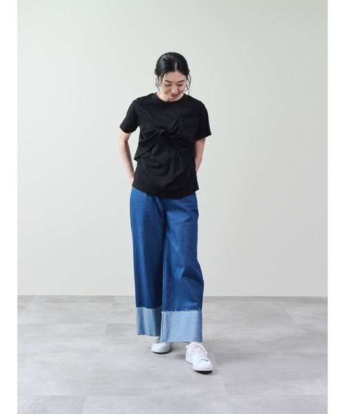 DOLLUPOOPS（ドールアップウップス）の「フロントツイストアシメヘムトップス（Tシャツ/カットソー・レディース・キャメル/ブラック/カーキ/ブルー・38）」の5枚目の写真