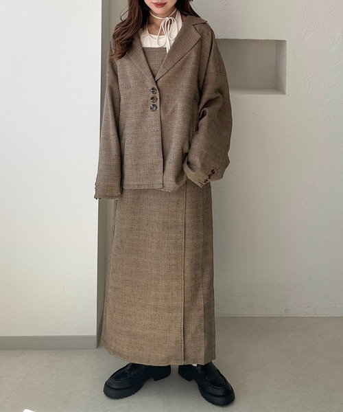 apres jour clair(アプレジュールクレア)の「【apres jour clair】ツイードジャケット【Set up可能】(テーラードジャケット・レディース・ベージュ/ブラウン系その他・X-LARGE/フリー)」の5枚目の写真