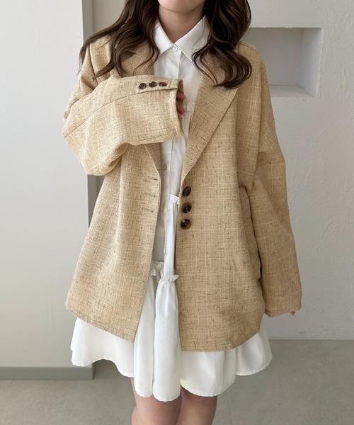 apres jour clair(アプレジュールクレア)の「【apres jour clair】ツイードジャケット【Set up可能】(テーラードジャケット・レディース・ベージュ/ブラウン系その他・X-LARGE/フリー)」の22枚目の写真