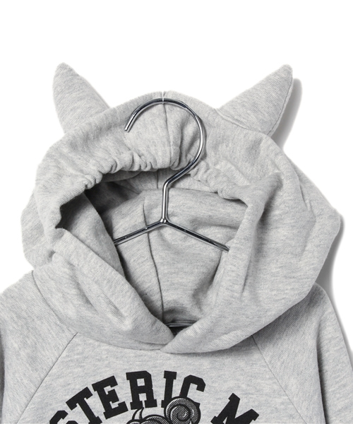 HYSTERIC MINI(ヒステリックミニ)の「WONDER DEVIL BABY つの付きプルオーバーパーカー(サーモライト)(パーカー・キッズ・グレー/ブラック・100/110/120)」の3枚目の写真