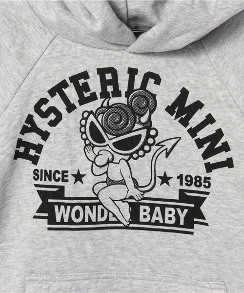 HYSTERIC MINI(ヒステリックミニ)の「WONDER DEVIL BABY つの付きプルオーバーパーカー(サーモライト)(パーカー・キッズ・グレー/ブラック・100/110/120)」の9枚目の写真