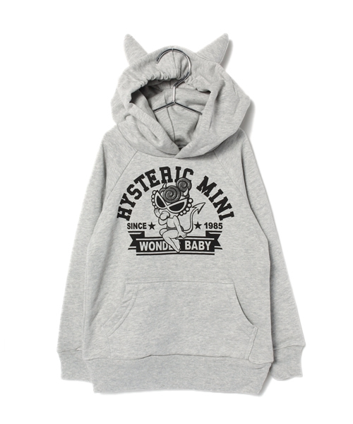 HYSTERIC MINI(ヒステリックミニ)の「WONDER DEVIL BABY つの付きプルオーバーパーカー(サーモライト)(パーカー・キッズ・グレー/ブラック・100/110/120)」の5枚目の写真