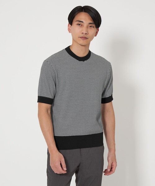 gicipi(ジチピ)の「<gicipi>アラゴースタ クルーネック 半袖 ニット(ニット/セーター・メンズ・ホワイト/ブラック/その他1・4/3)」の3枚目の写真