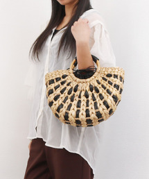 カシュカシュ cachecache / バンクワンコンビラウンドカゴバッグ