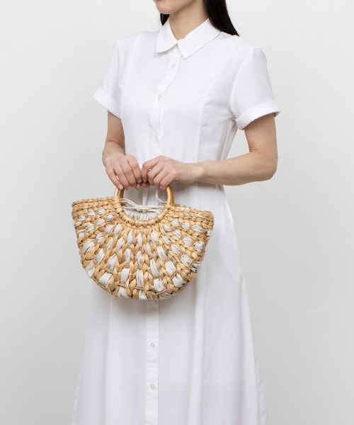 cache cache（カシュ カシュ）の「カシュカシュ cachecache / バンクワンコンビラウンドカゴバッグ（かごバッグ・レディース・ブラック/アイボリー・FREE）」の12枚目の写真