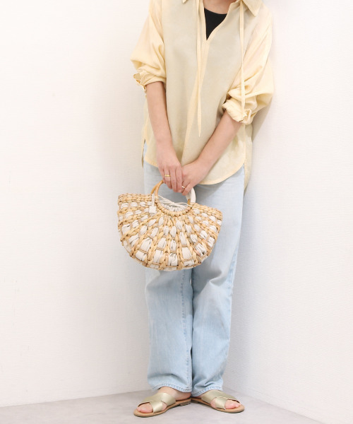 cache cache（カシュ カシュ）の「カシュカシュ cachecache / バンクワンコンビラウンドカゴバッグ（かごバッグ・レディース・ブラック/アイボリー・FREE）」の10枚目の写真