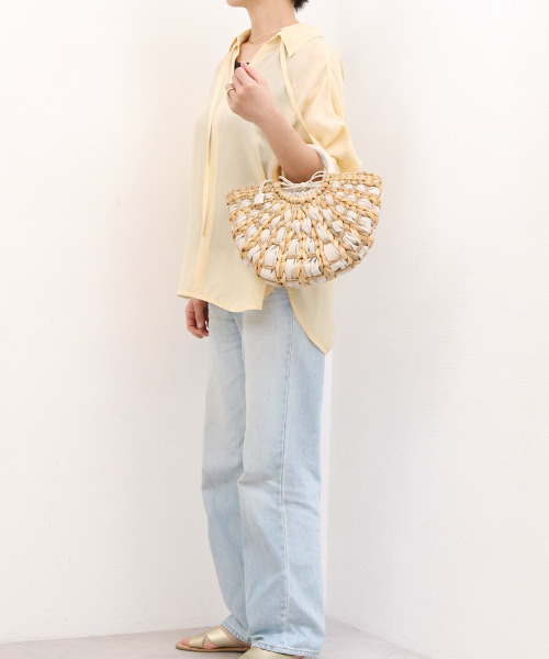 cache cache（カシュ カシュ）の「カシュカシュ cachecache / バンクワンコンビラウンドカゴバッグ（かごバッグ・レディース・ブラック/アイボリー・FREE）」の11枚目の写真