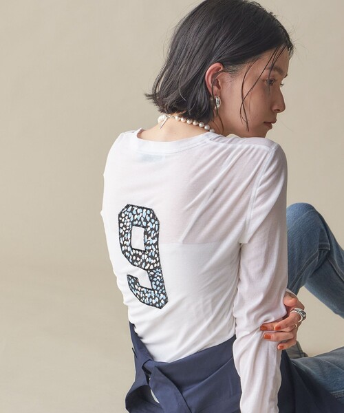 SHIPS for women / シップスウィメン NINE CASE:〈洗濯機可能〉ロゴ ロング スリーブ TEE セール】NINE CASE:〈洗濯機可能〉ロゴ ロング スリーブ TEE（T