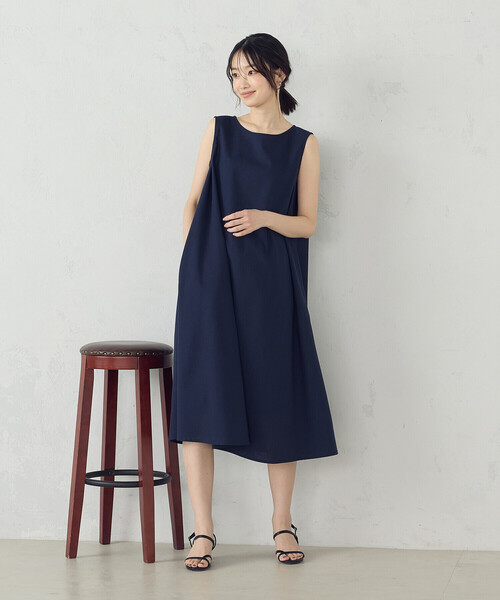 COMME CA ISM（コムサイズム）の「デイリーリラックス ノースリーブワンピース ナチュラル（ワンピース・レディース・ブラウン/ネイビー/マスタード/オリーブ・LARGE/MEDIUM）」の8枚目の写真
