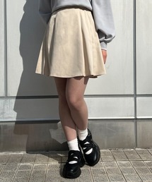 ロゴ刺繍入りサイドプリーツミニスカート/fint フィント