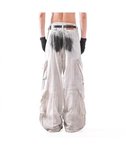 DEVICE(デバイス)の「ハイストリート デザイン インクジェット ワイド カーゴパンツ(カーゴパンツ・メンズ・ホワイト・FREE)」の3枚目の写真