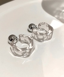 【MASHIRO】クリアボリュームリングピアス ボールキャッチ ２WAY