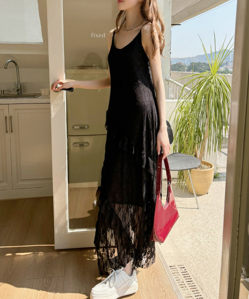 セール】アシンメトリー フリルデザイン レース キャミ