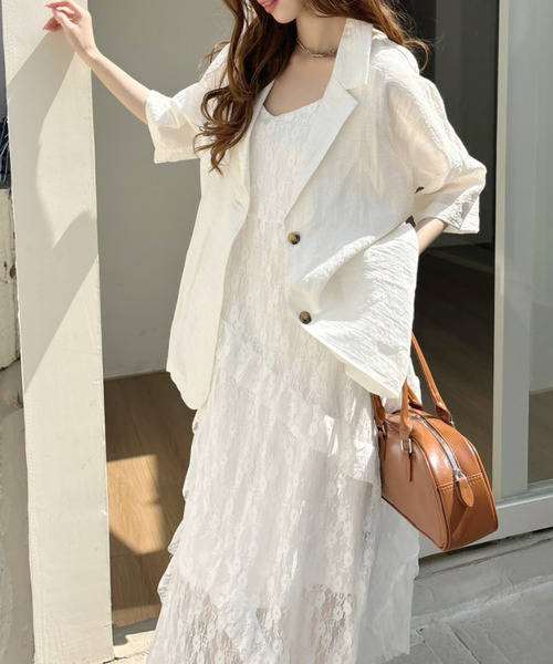 セール】アシンメトリー フリルデザイン レース キャミワンピース